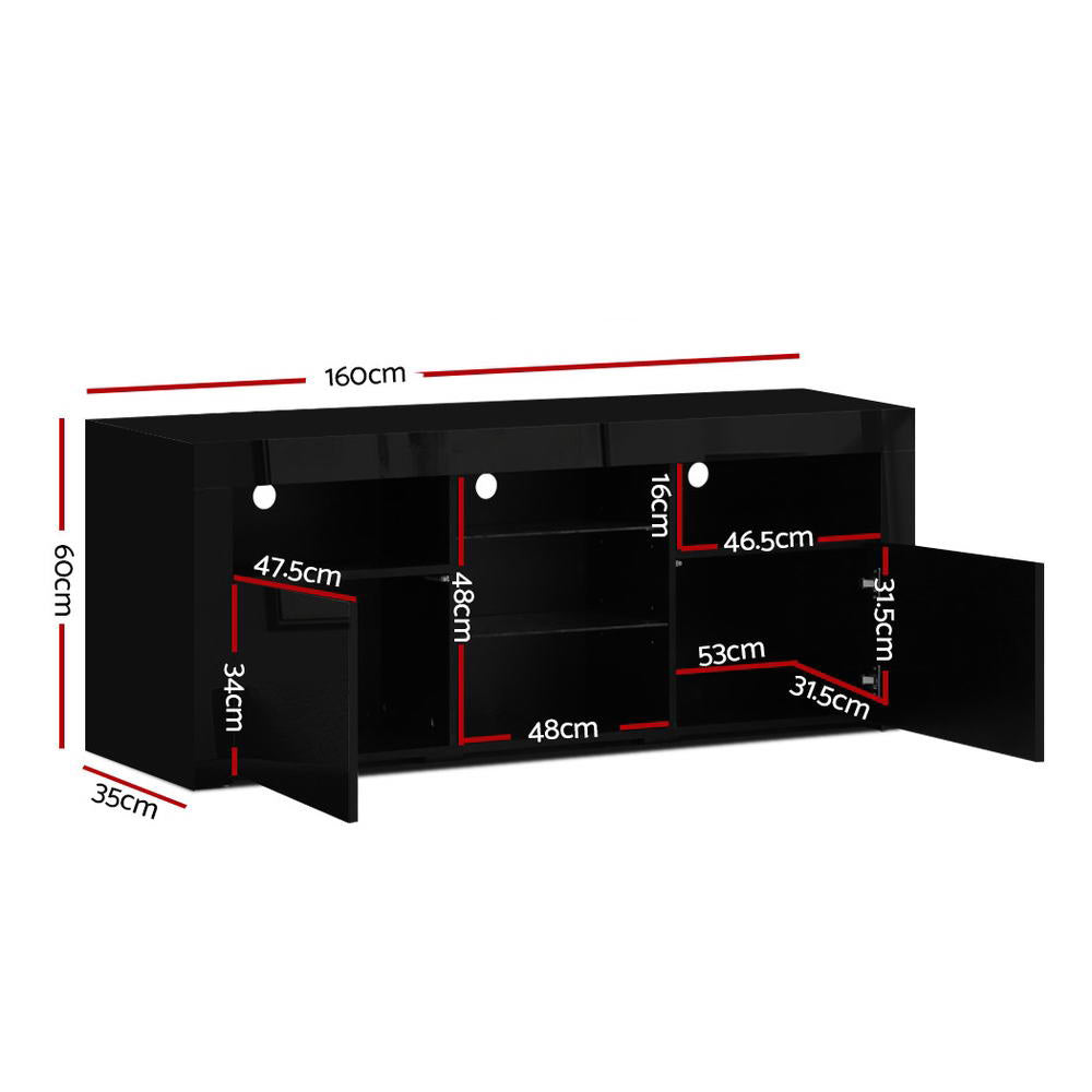 Artiss Entertainment Unit TV Cabinet LED 160cm Black Bobi-Entertainment Units-PEROZ Accessories