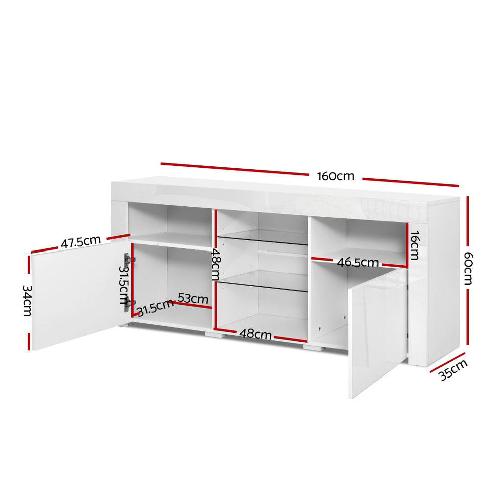 Artiss Entertainment Unit TV Cabinet LED 160cm White Bobi-Entertainment Units-PEROZ Accessories