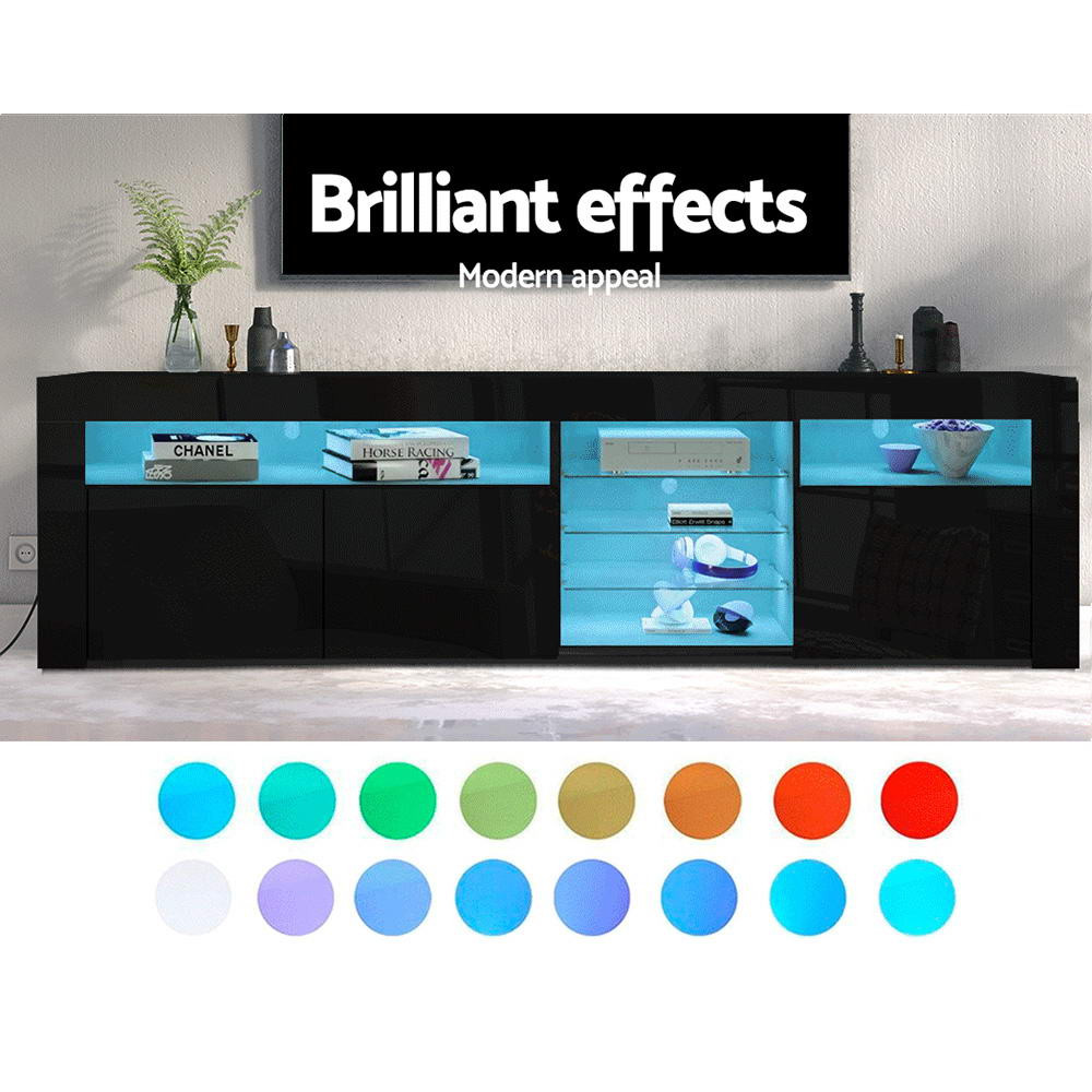 Artiss Entertainment Unit TV Cabinet LED 180cm Black Bobi-Entertainment Units-PEROZ Accessories