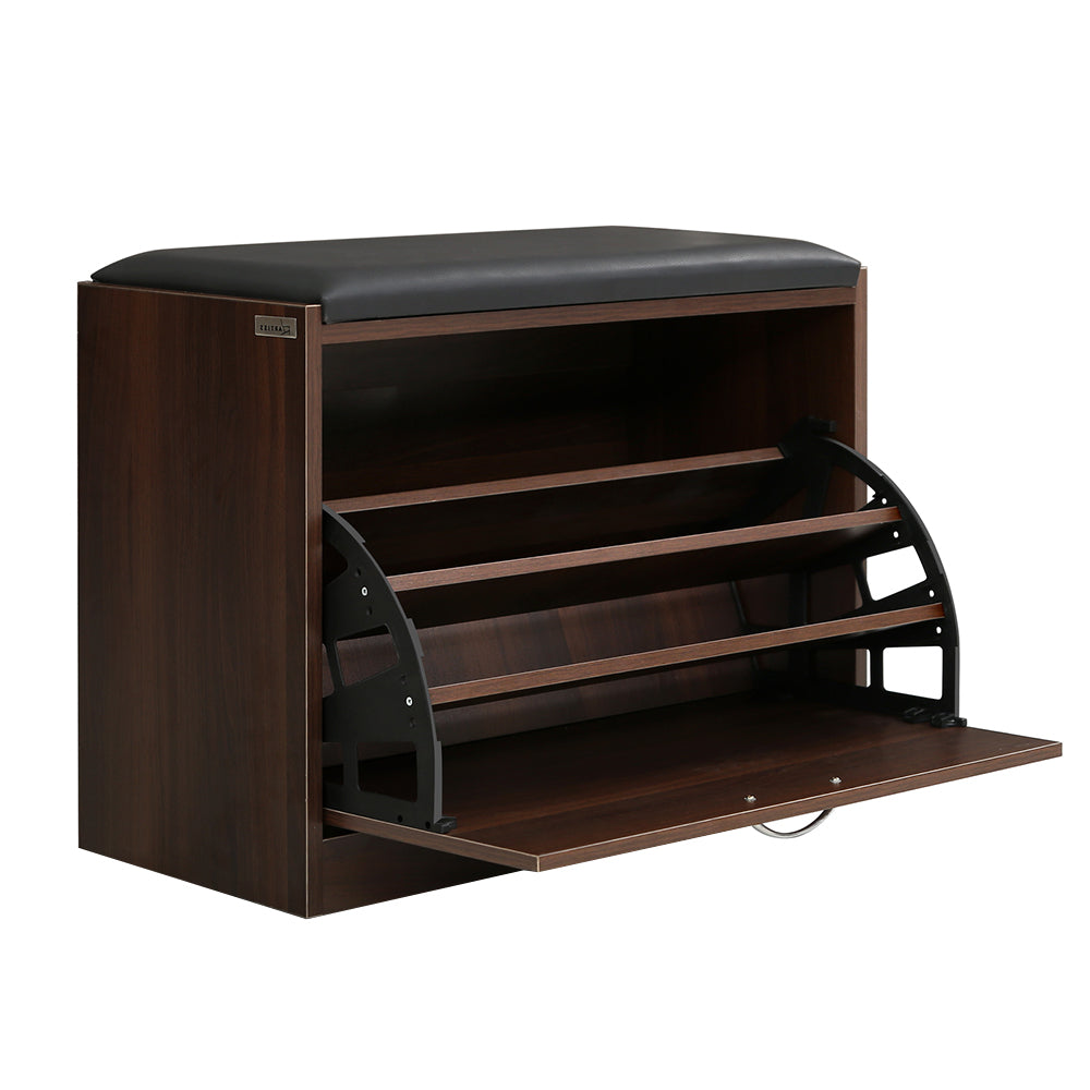 Artiss Shoe Bench Shoe Cabinet 15 Pairs Walnut Kyla-Furniture > Living Room-PEROZ Accessories