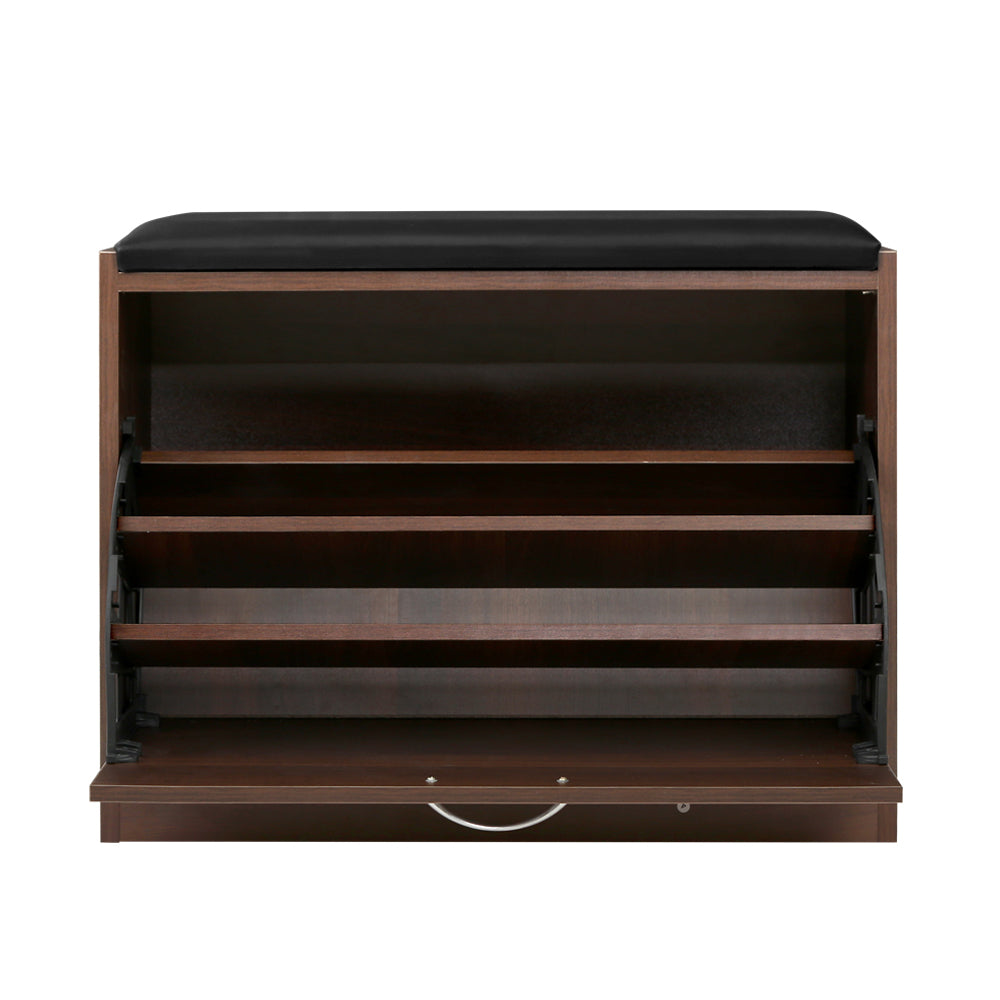 Artiss Shoe Bench Shoe Cabinet 15 Pairs Walnut Kyla-Furniture > Living Room-PEROZ Accessories