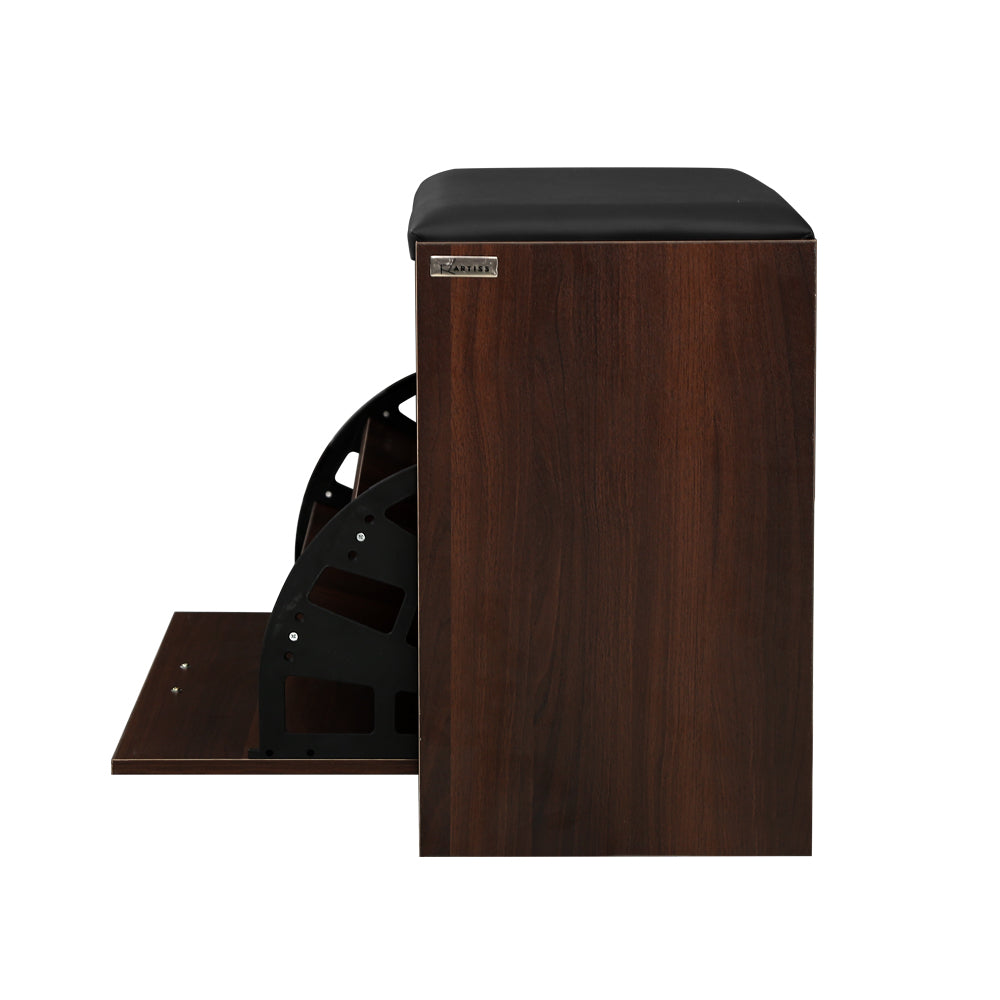 Artiss Shoe Bench Shoe Cabinet 15 Pairs Walnut Kyla-Furniture > Living Room-PEROZ Accessories