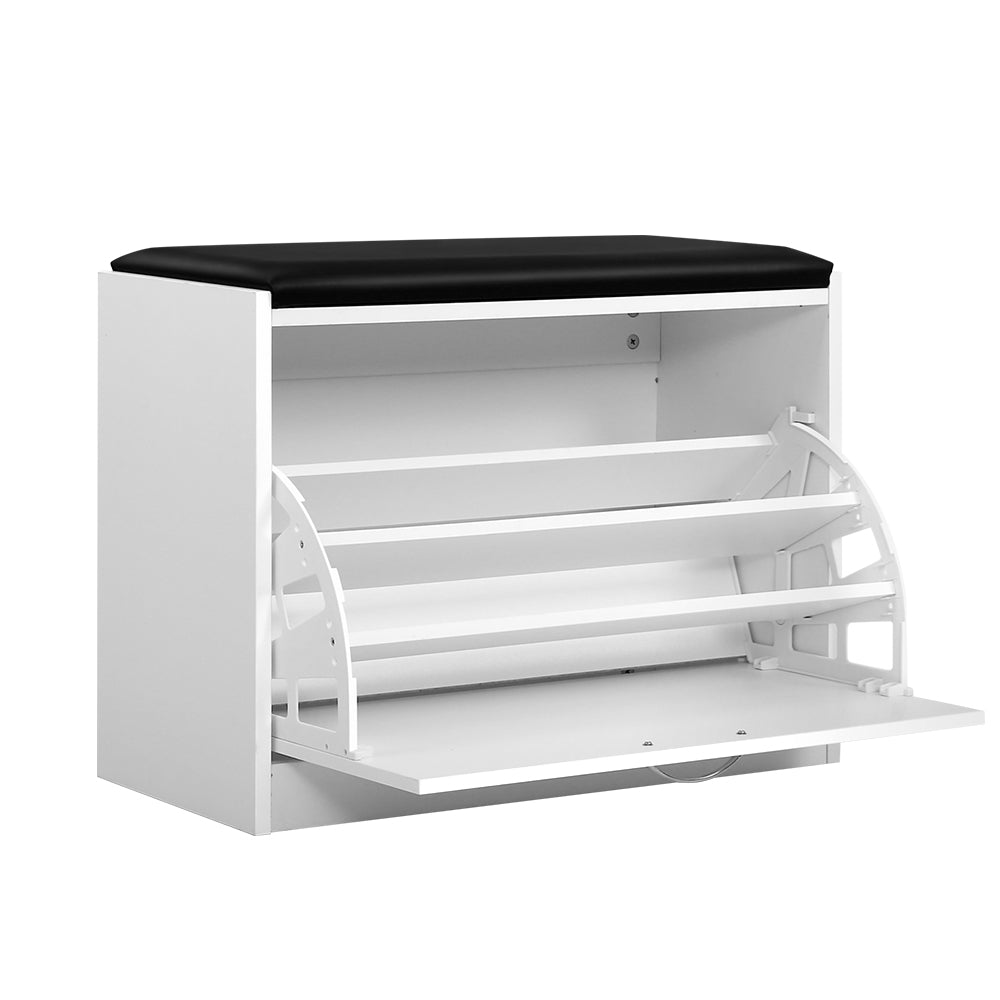 Artiss Shoe Cabinet Bench Shoes Storage Rack Organiser Drawer White 15 Pairs-Furniture > Living Room-PEROZ Accessories
