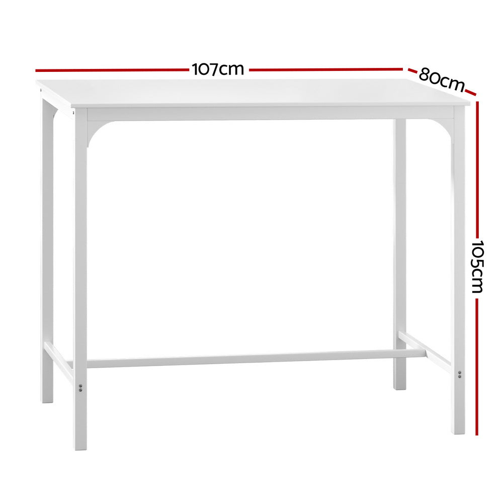 Artiss Bar Table Dining Desk High Kitchen Shelf Metal Legs Cafe Pub White-Furniture > Dining-PEROZ Accessories