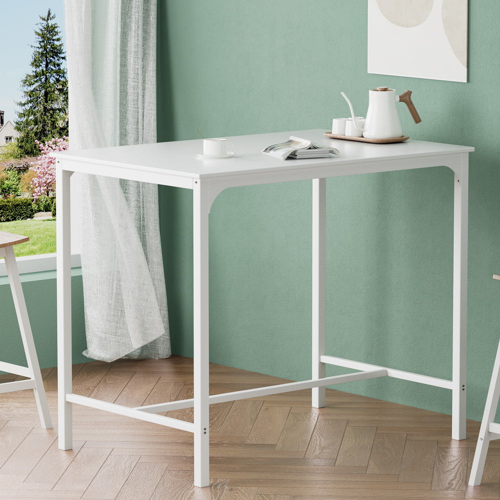 Artiss Bar Table Dining Desk High Kitchen Shelf Metal Legs Cafe Pub White-Furniture > Dining-PEROZ Accessories