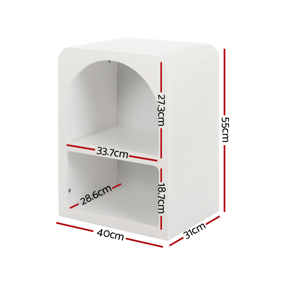 Artiss Bedside Table Shelves Side End Table Storage Nightstand White ARCHED-BedSide Tabless-PEROZ Accessories