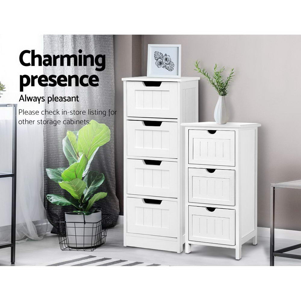Artiss 4 Chest of Drawers - LEESA White-Bathroom Storage-PEROZ Accessories
