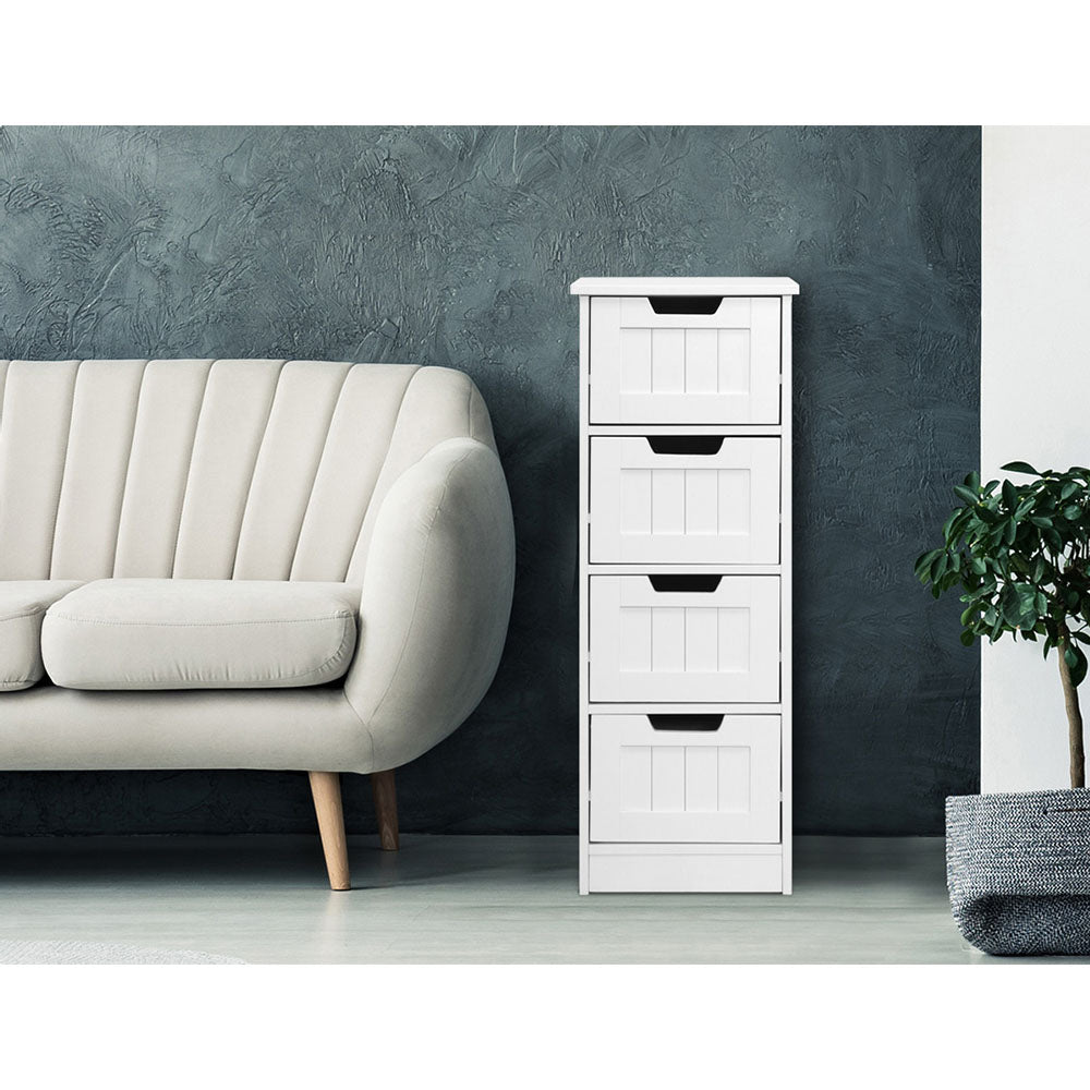 Artiss 4 Chest of Drawers - LEESA White-Bathroom Storage-PEROZ Accessories