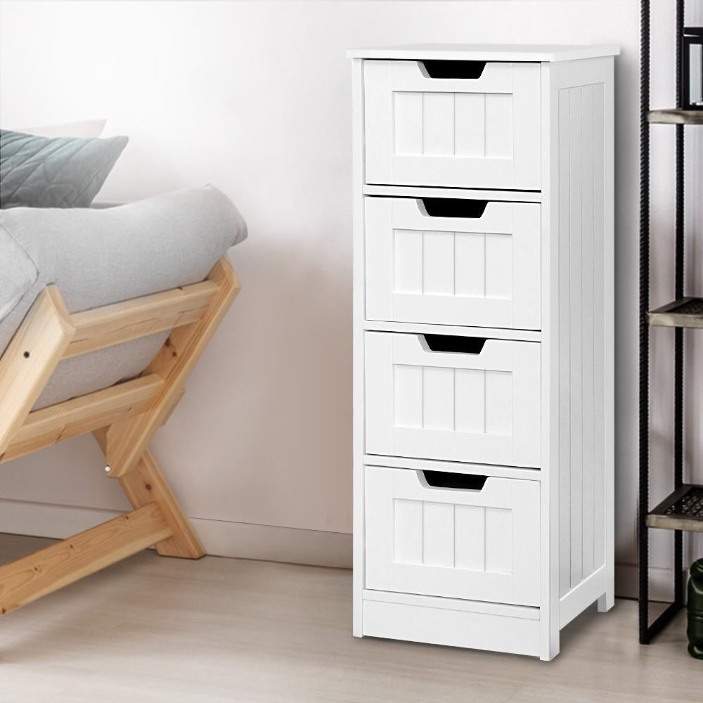 Artiss 4 Chest of Drawers - LEESA White-Bathroom Storage-PEROZ Accessories