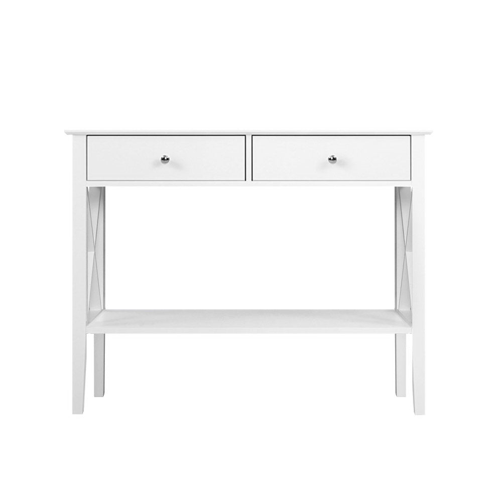 Artiss Console Table 2 Drawers 100CM White Chole-Console Tables-PEROZ Accessories