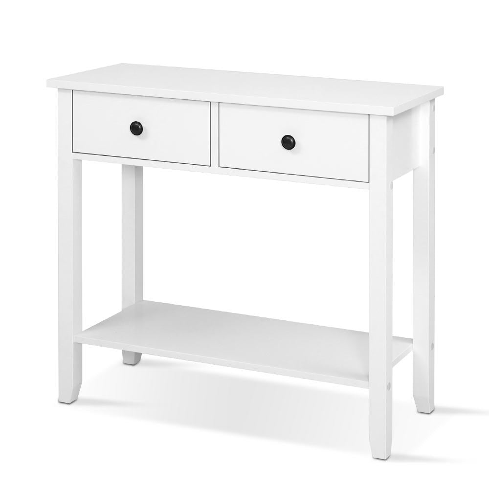 Artiss Console Table 2 Drawers 80CM White Chole-Console Tables-PEROZ Accessories