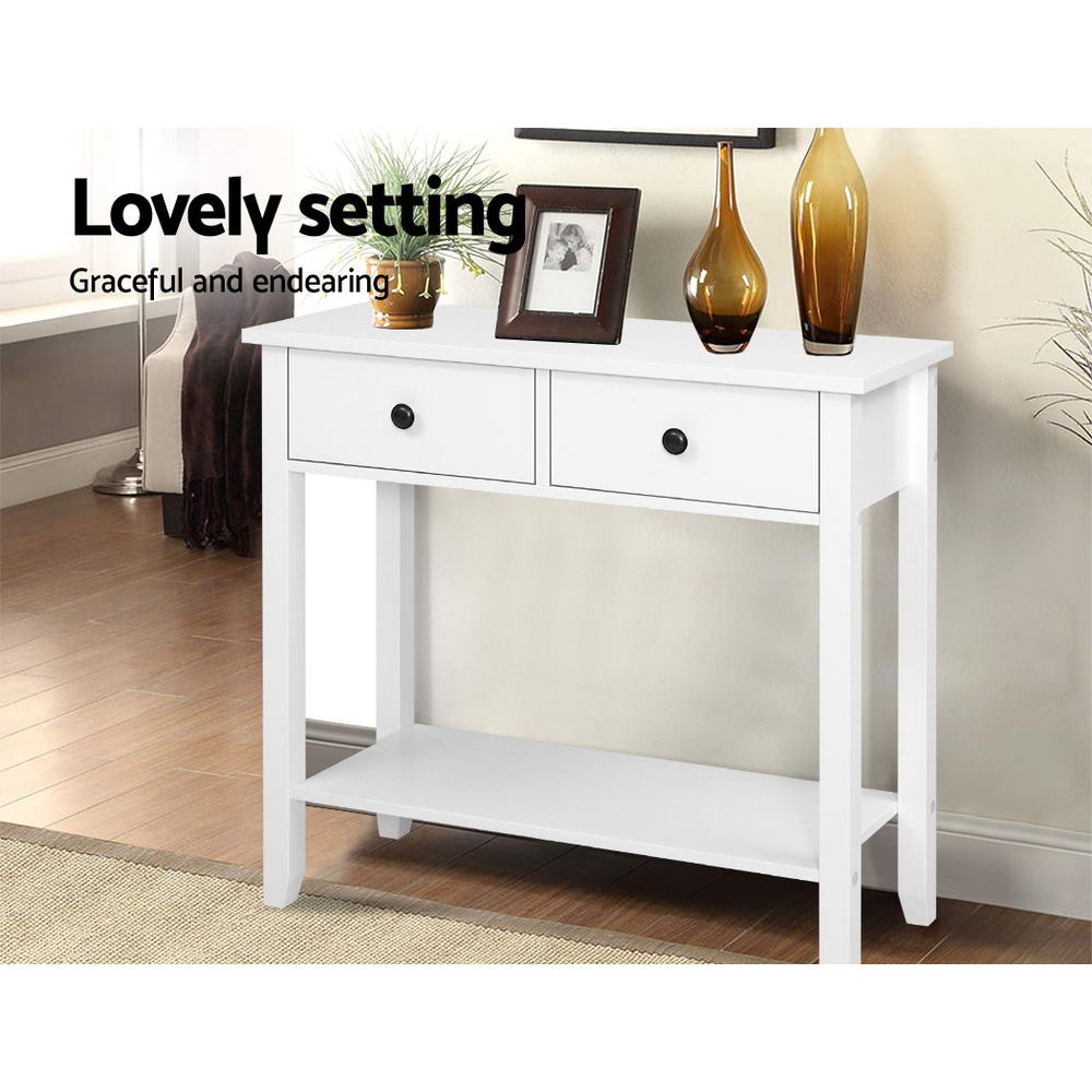 Artiss Console Table 2 Drawers 80CM White Chole-Console Tables-PEROZ Accessories