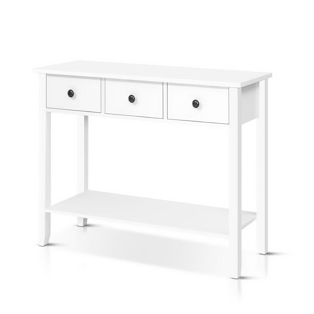 Artiss Console Table 3 Drawers 100CM White Chole-Console Tables-PEROZ Accessories