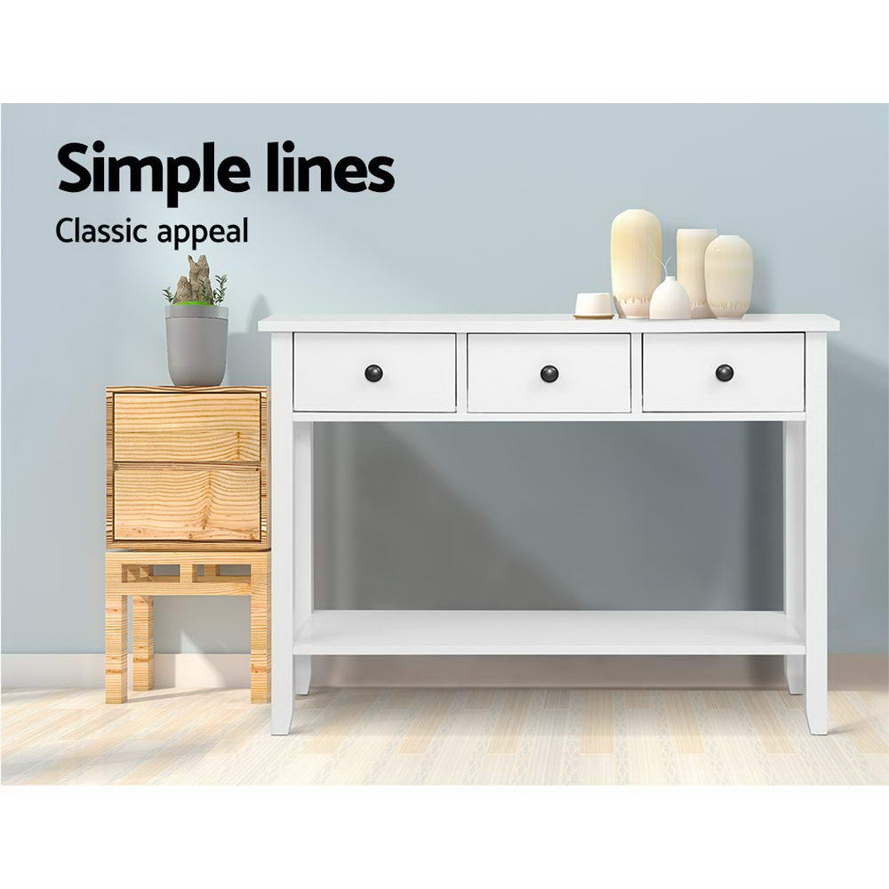 Artiss Console Table 3 Drawers 100CM White Chole-Console Tables-PEROZ Accessories