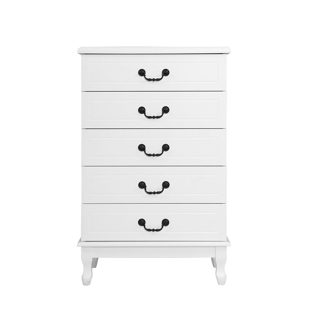 Artiss 5 Chest of Drawers - KUBI White-Furniture > Bedroom-PEROZ Accessories
