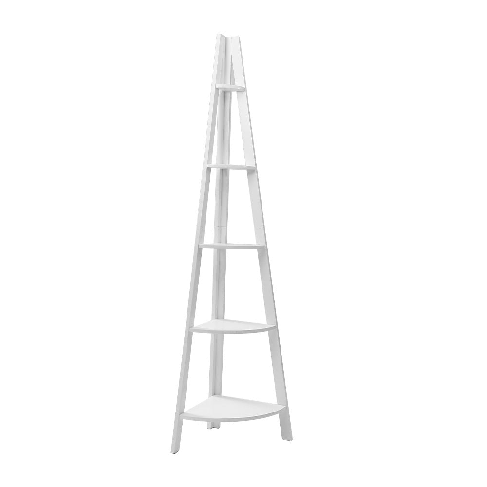Artiss Bookshelf Corner Shelf 5 Tiers - CANE White-Furniture > Living Room-PEROZ Accessories