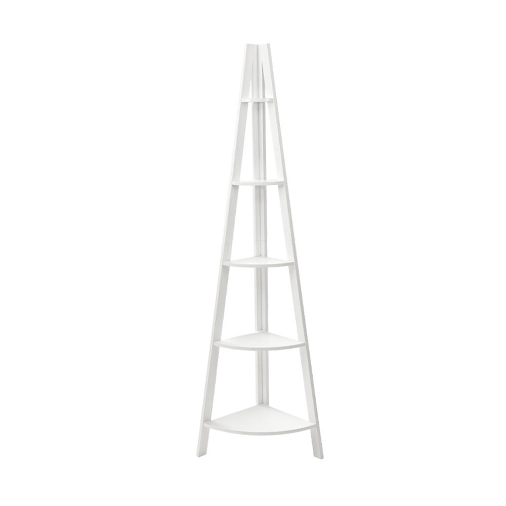 Artiss Bookshelf Corner Shelf 5 Tiers - CANE White-Furniture > Living Room-PEROZ Accessories