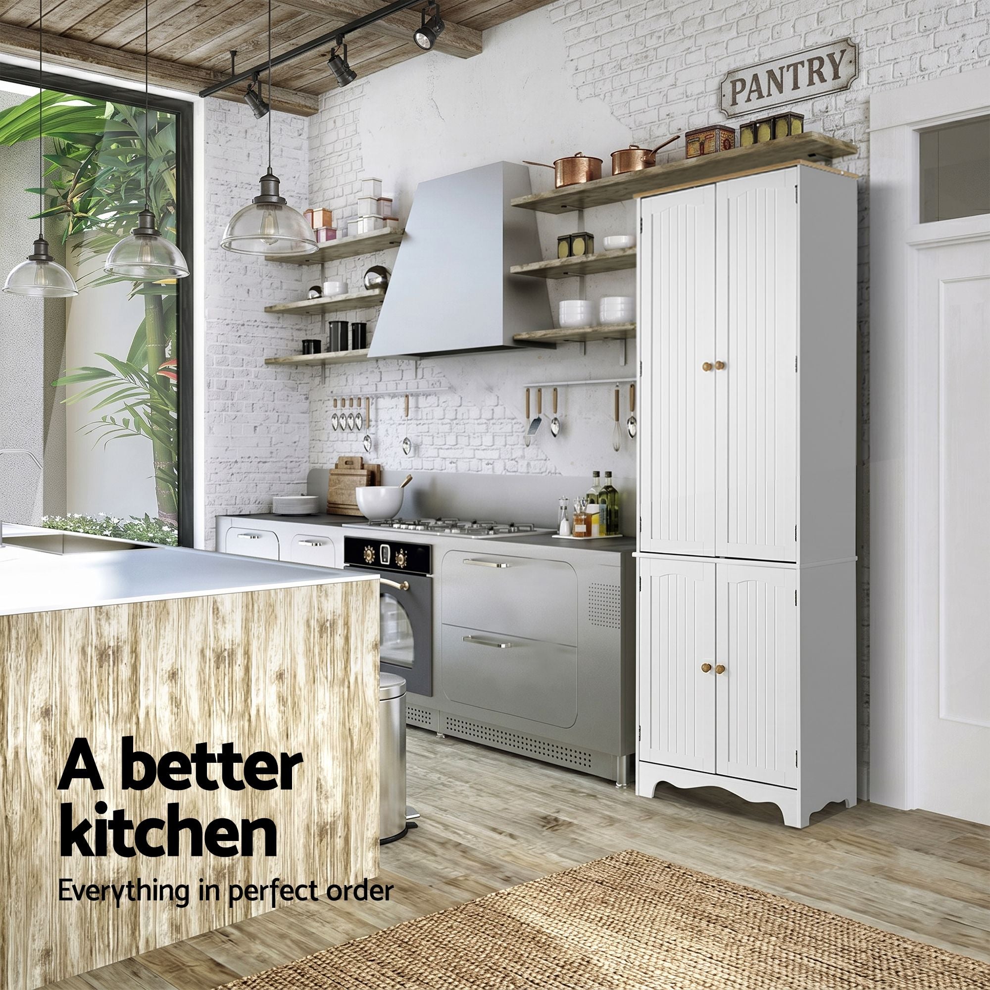 Artiss 2x Buffet Sideboard Pantry Cabinet Cupboard 6-Tiers Storage Shelves BERNE-Furniture > Dining > Buffets & Sideboards-PEROZ Accessories
