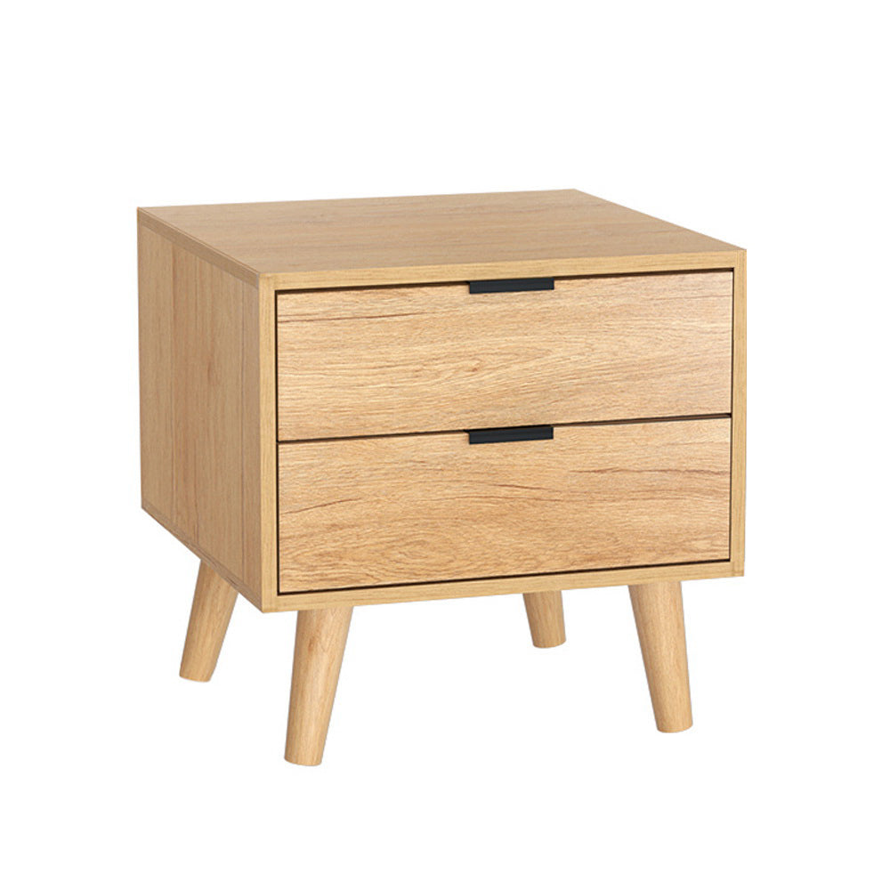 Artiss Bedside Table 2 Drawers - Pine-BedSide Tabless-PEROZ Accessories