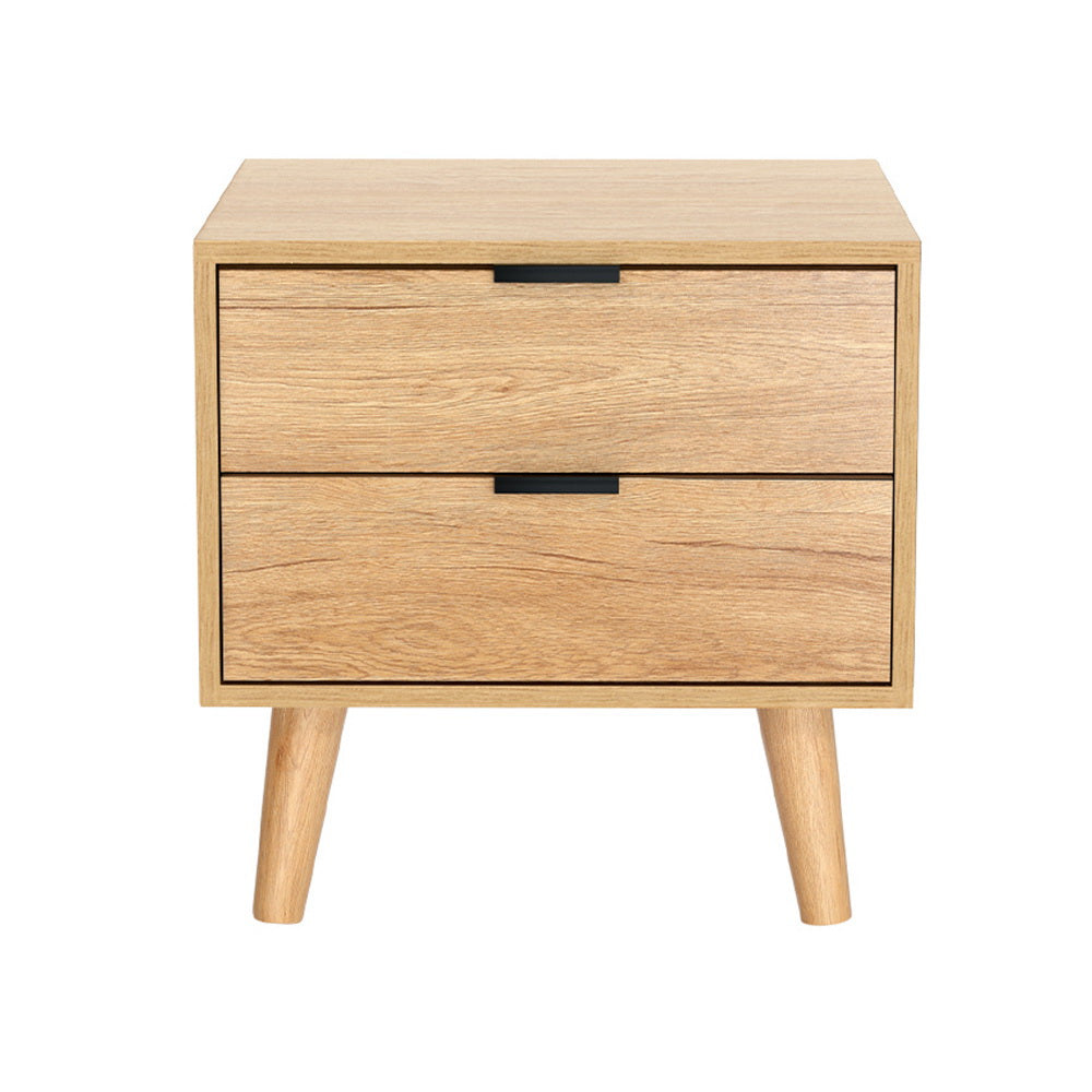 Artiss Bedside Table 2 Drawers - Pine-BedSide Tabless-PEROZ Accessories