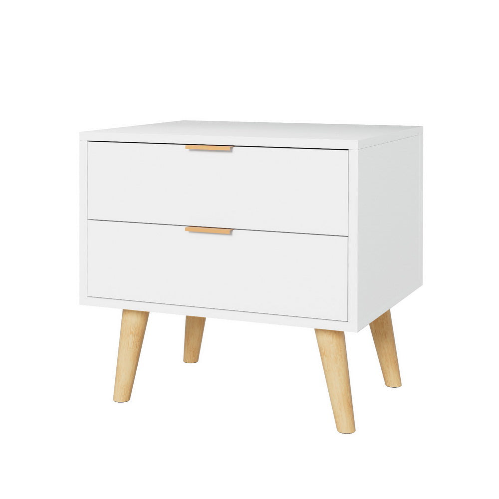 Artiss Bedside Table 2 Drawers - White-Furniture > Bedroom > Bedside Tables-PEROZ Accessories