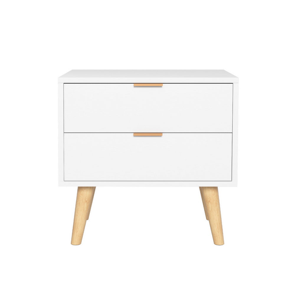 Artiss Bedside Table 2 Drawers - White-Furniture > Bedroom > Bedside Tables-PEROZ Accessories