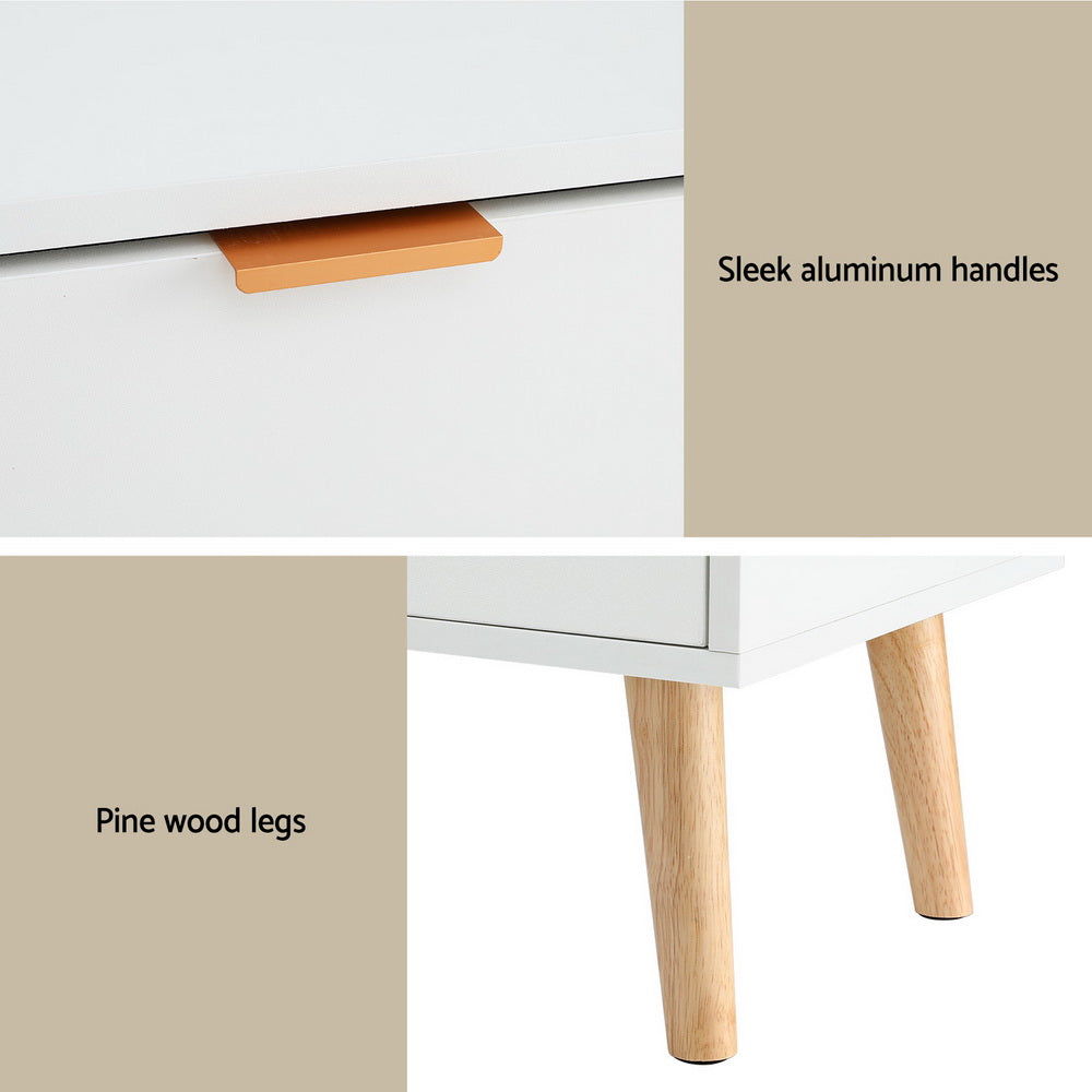 Artiss Bedside Table 2 Drawers - White-Furniture > Bedroom > Bedside Tables-PEROZ Accessories