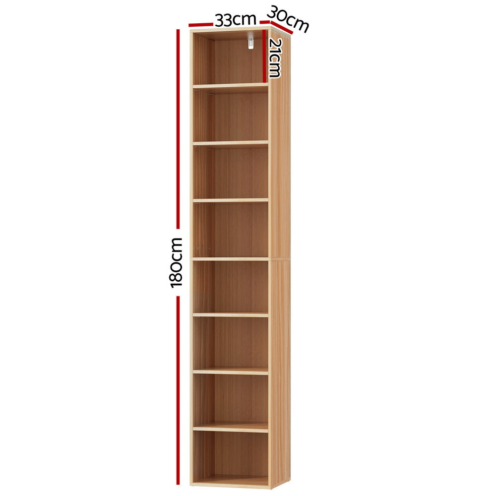 Artiss Bookshelf 8 Tiers MILO Pine-Furniture > Living Room-PEROZ Accessories