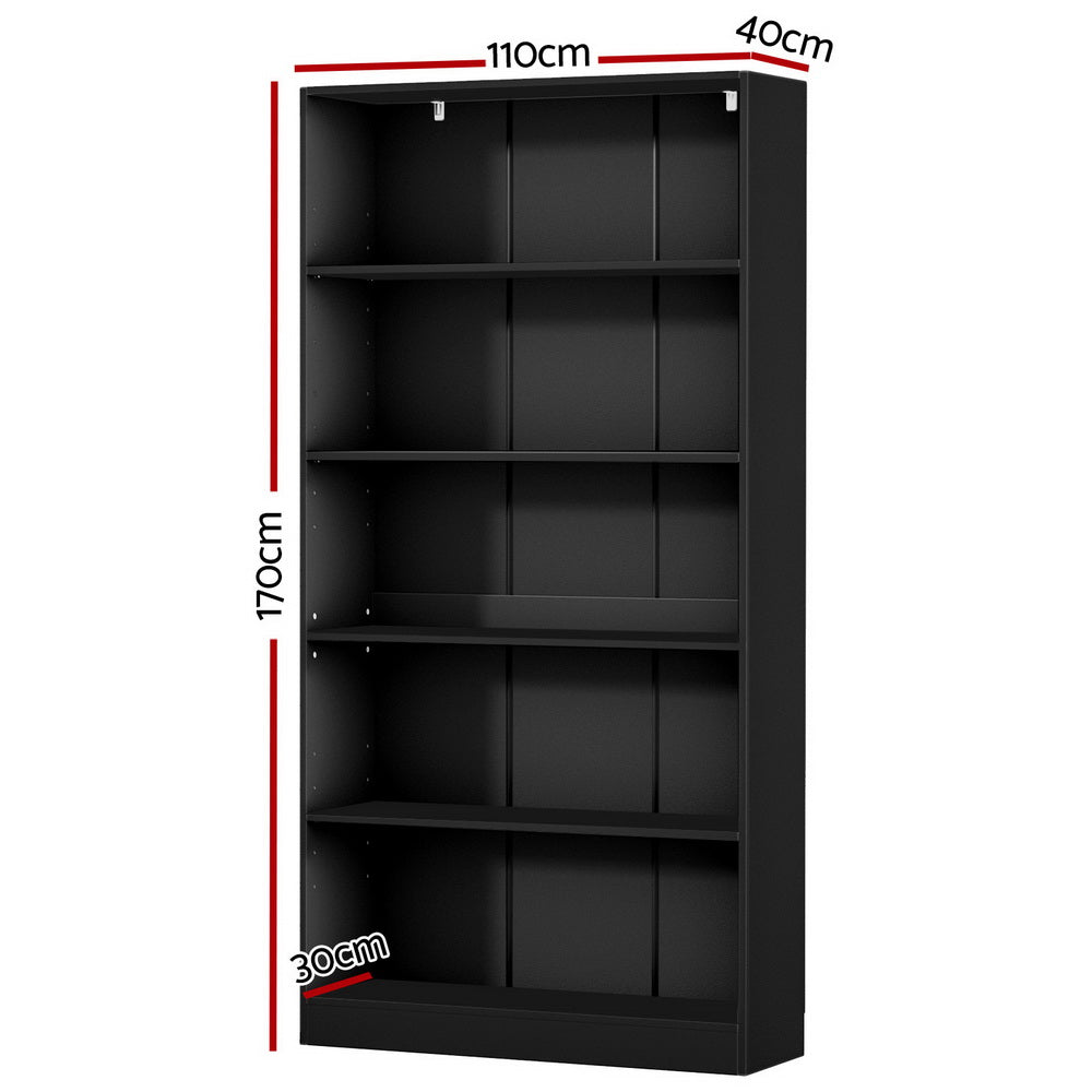Artiss Bookshelf 5 Tiers ANTON Black-Furniture > Bedroom-PEROZ Accessories