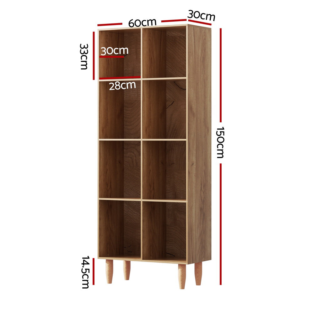 Artiss Bookshelf Bookcase 4 Tiers LEOR Walnut-Furniture > Office-PEROZ Accessories