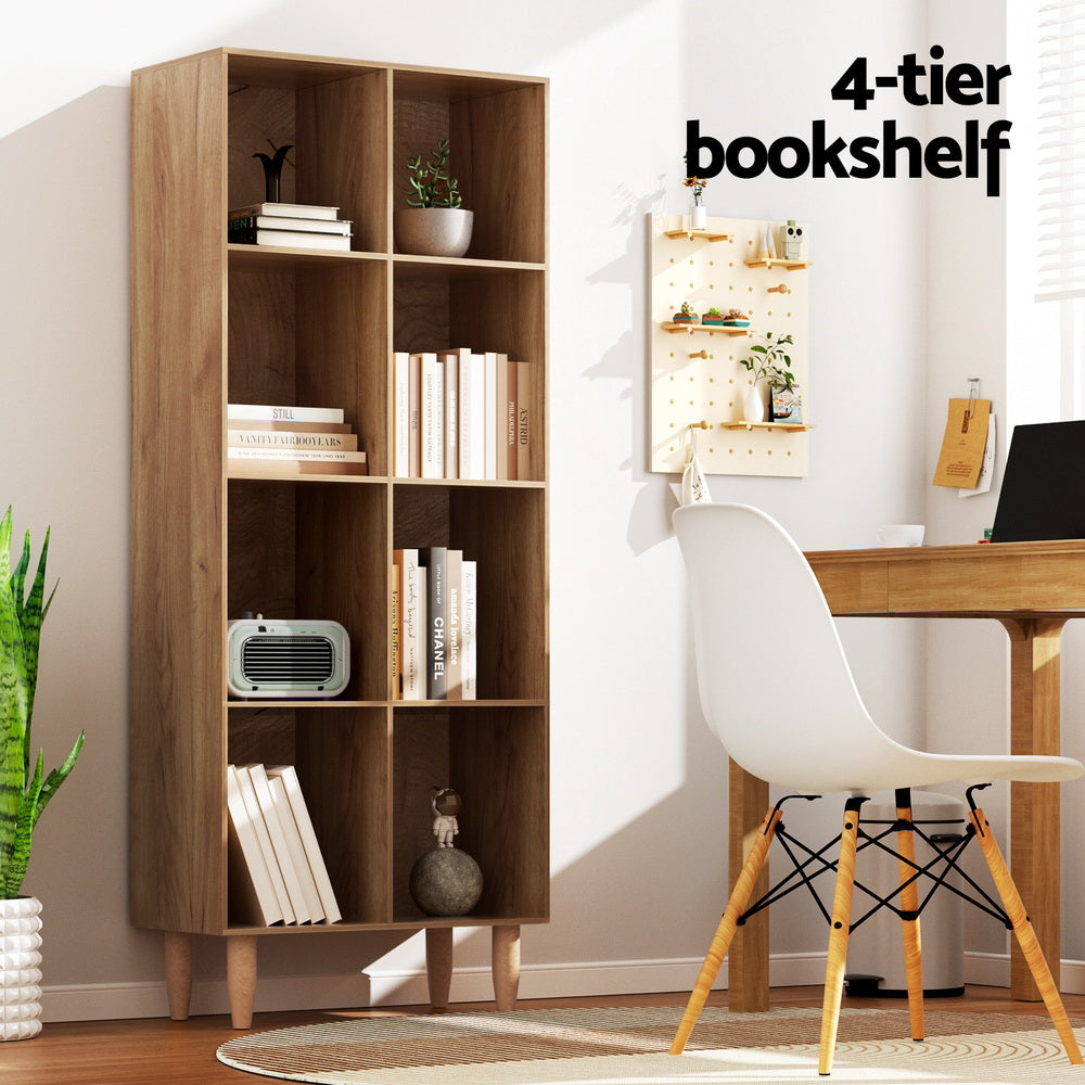 Artiss Bookshelf Bookcase 4 Tiers LEOR Walnut-Furniture > Office-PEROZ Accessories