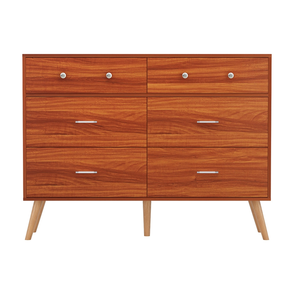 Artiss 6 Chest of Drawers Storage Cabinet Walnut-Furniture > Bedroom > Dressers-PEROZ Accessories