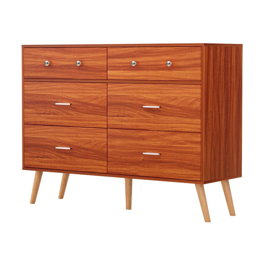 Artiss 6 Chest of Drawers Storage Cabinet Walnut-Furniture > Bedroom > Dressers-PEROZ Accessories
