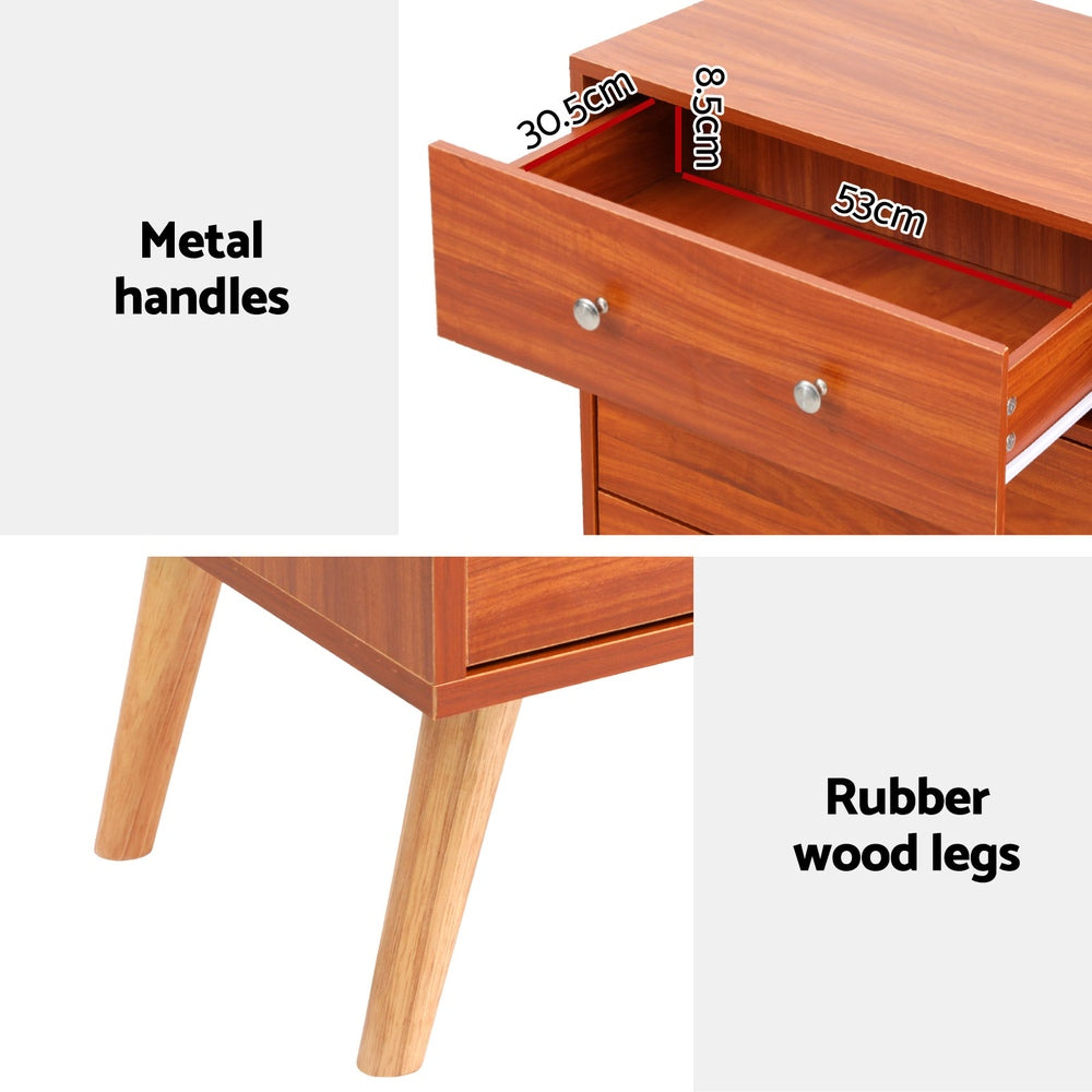 Artiss 6 Chest of Drawers Storage Cabinet Walnut-Furniture > Bedroom > Dressers-PEROZ Accessories