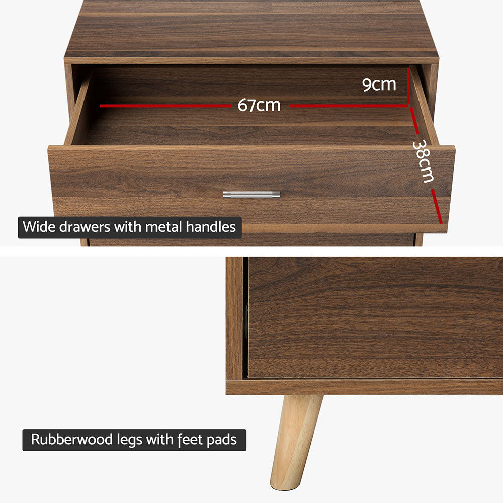 Artiss 5 Chest of Drawers - MIRI Walnut-Furniture > Bedroom-PEROZ Accessories