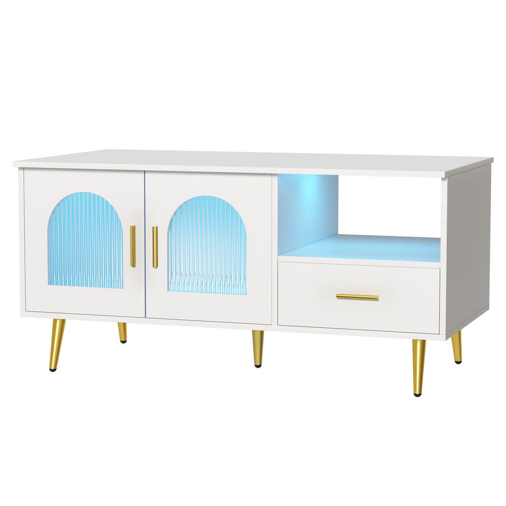 Artiss LED Coffee Table Shelf Drawer Storage White-Furniture > Living Room-PEROZ Accessories