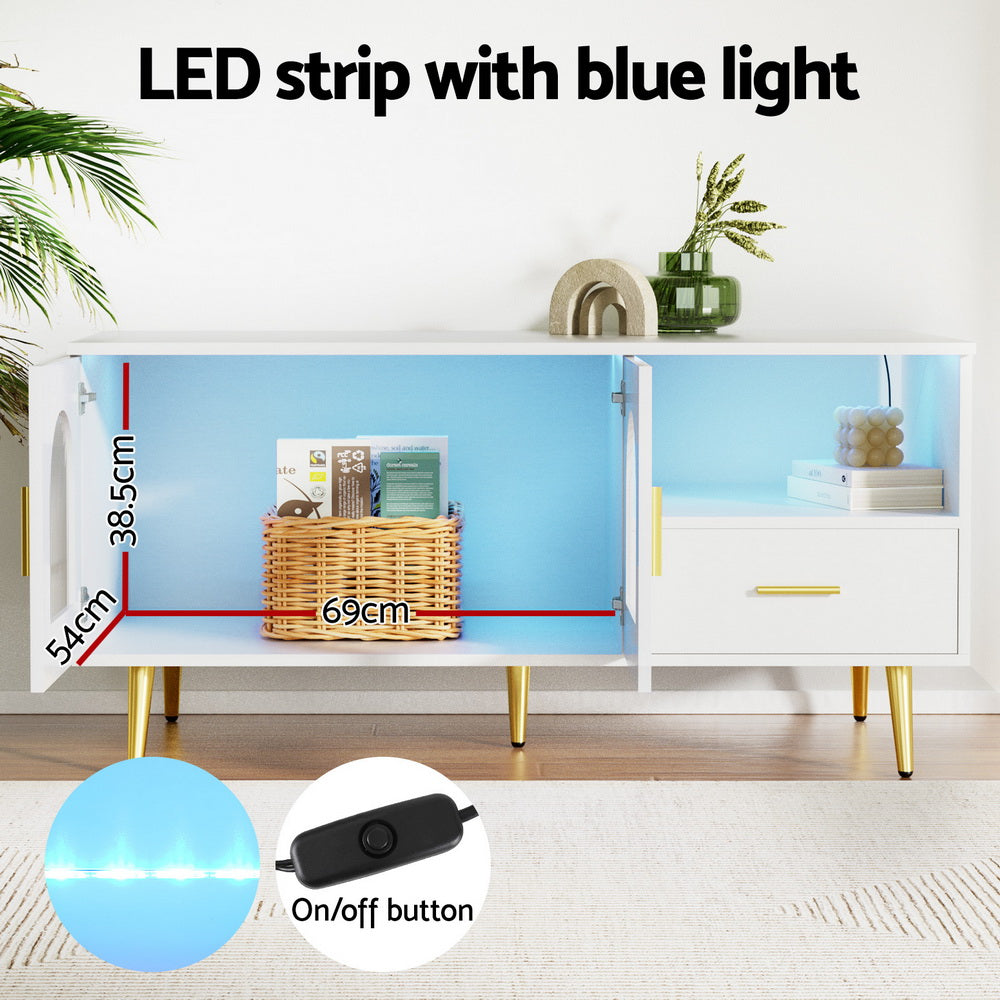 Artiss LED Coffee Table Shelf Drawer Storage White-Furniture > Living Room-PEROZ Accessories