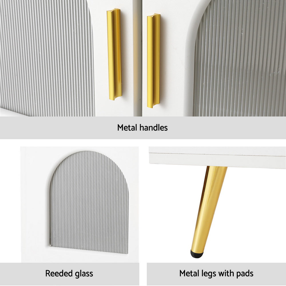 Artiss LED Coffee Table Shelf Drawer Storage White-Furniture > Living Room-PEROZ Accessories