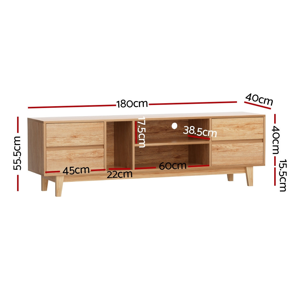 Artiss Entertainment Unit Stand TV Cabinet Storage Drawer Shelf 180cm Wooden-Furniture > Living Room-PEROZ Accessories