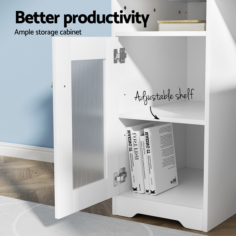 Artiss Computer Desk Shelf Cabinet L-Shape White 150CM-Office Desks-PEROZ Accessories