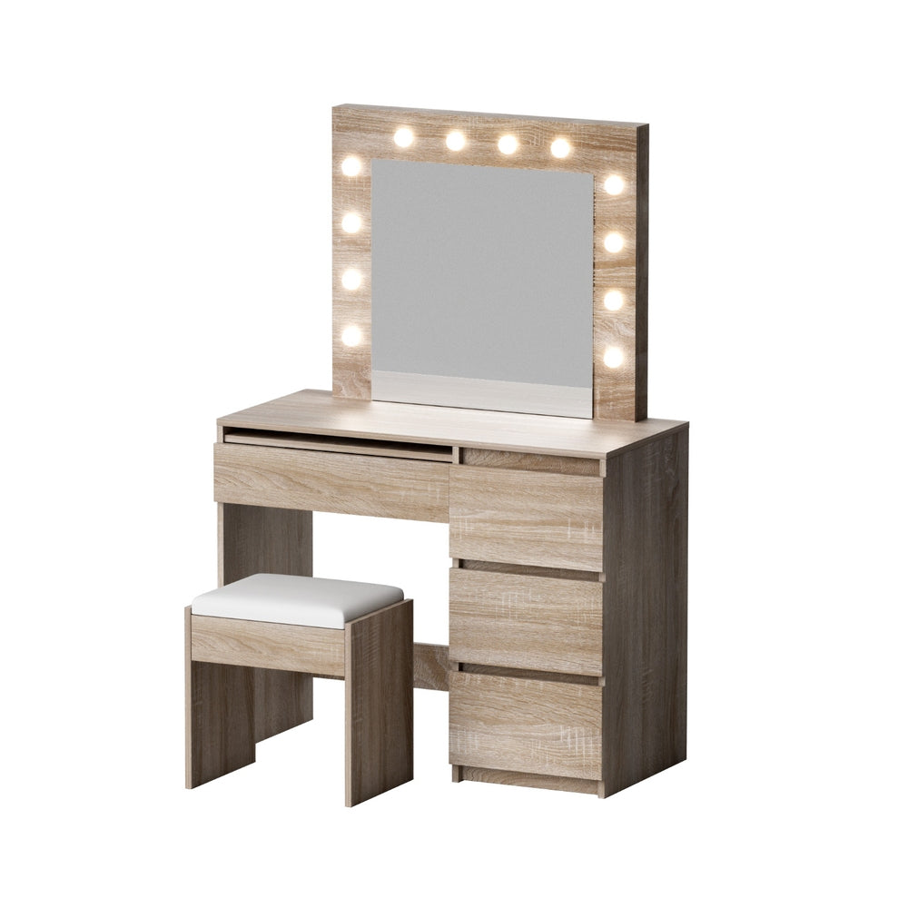 Artiss Dressing Table Set Stool 12 Led Bulbs Wood-Furniture > Bedroom > Dressing Vanity & Dressing Tables-PEROZ Accessories