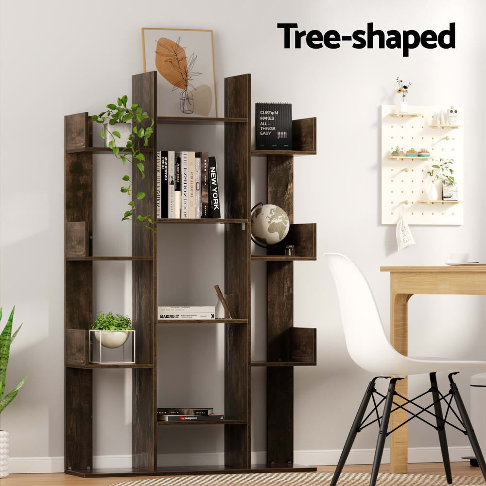 Artiss Tree-Shaped Bookshelf ROMI Walnut-Furniture > Bedroom-PEROZ Accessories