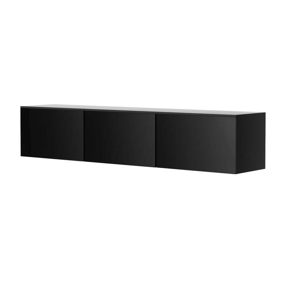 Artiss Floating Entertainment Unit TV Cabinet High Glossy Black 3 Cabinets 200CM-Furniture > Living Room-PEROZ Accessories