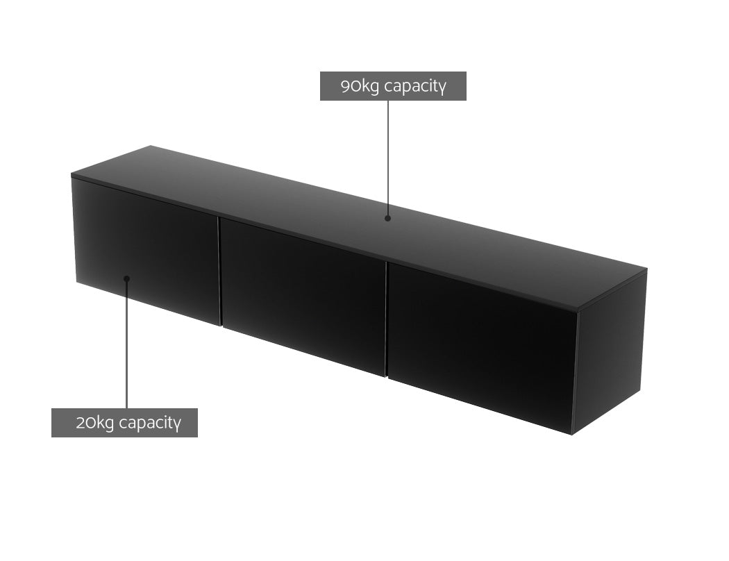 Artiss Floating Entertainment Unit TV Cabinet High Glossy Black 3 Cabinets 200CM-Furniture > Living Room-PEROZ Accessories
