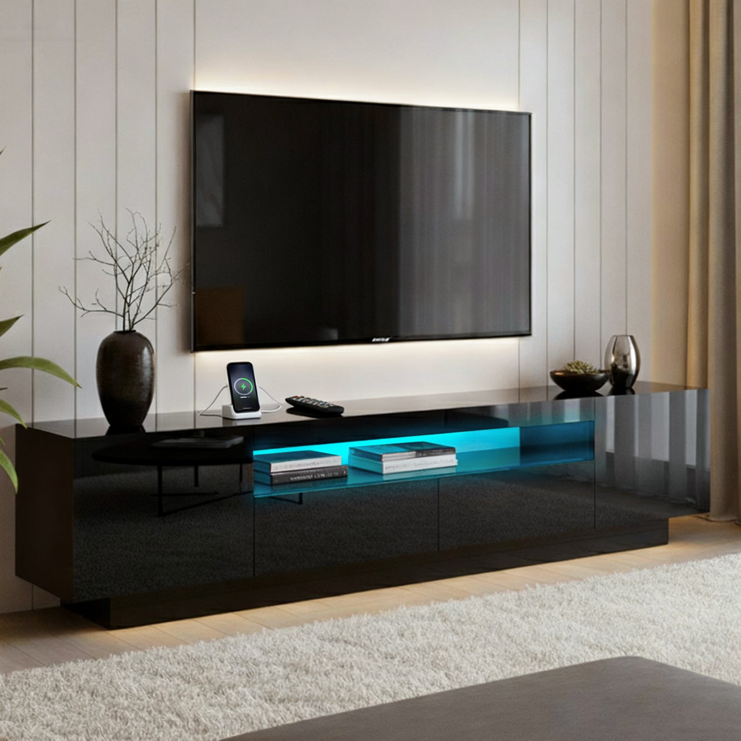 Artiss TV Unit Entertainment Unit Storage Drawer RGB LED 180cm Black-Furniture > Living Room > TV Units-PEROZ Accessories