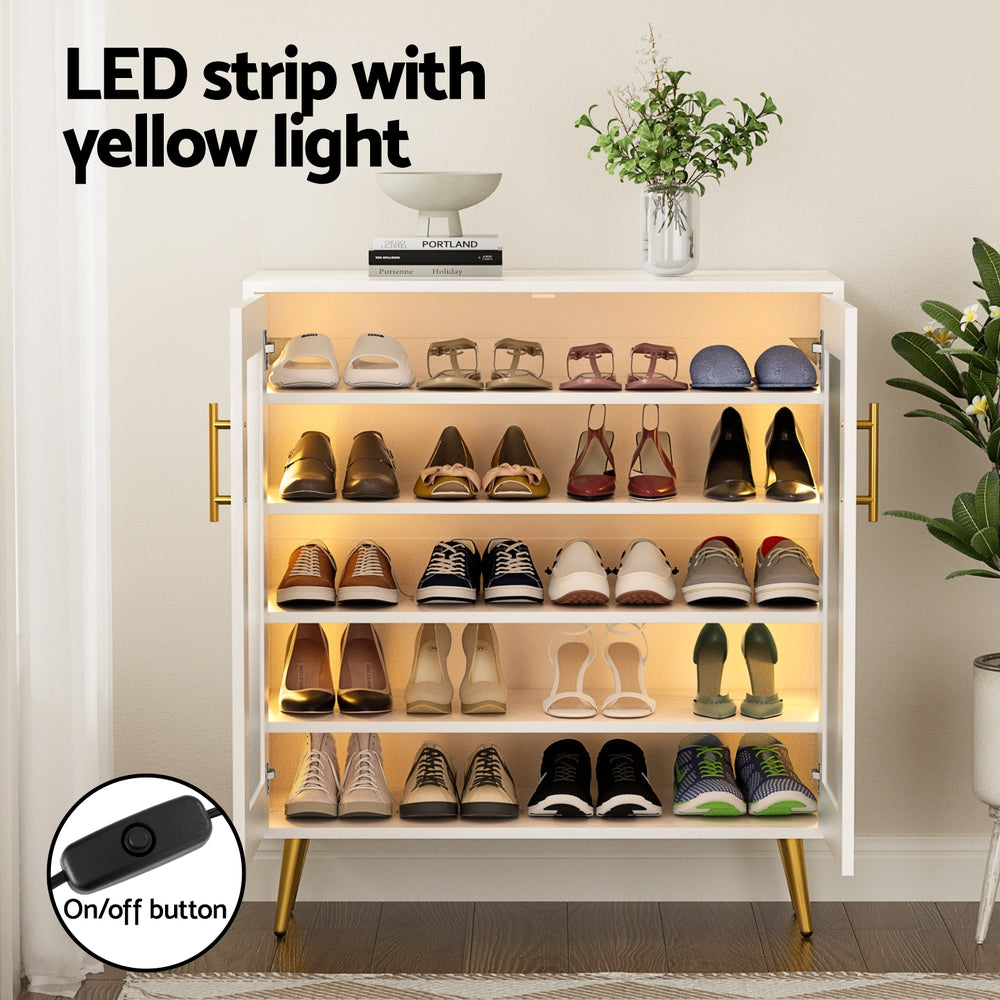 Artiss Shoe Rack 5-tier 20 Pairs Storage LED Light-Furniture > Living Room > Shoe Storage-PEROZ Accessories