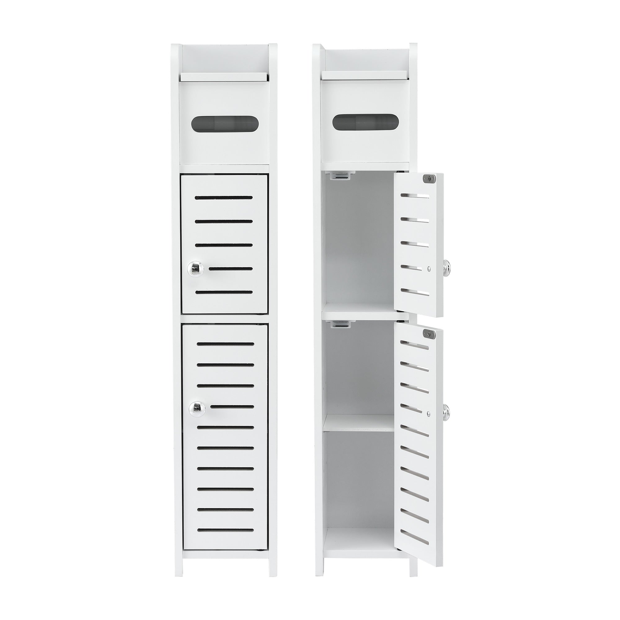 Artiss 2x Bathroom Storage Cabinet 3-Tier Toilet Paper Holder Organizer White-Furniture > Bathroom > Bathroom Cabinets, Cupboards & Storage-PEROZ Accessories