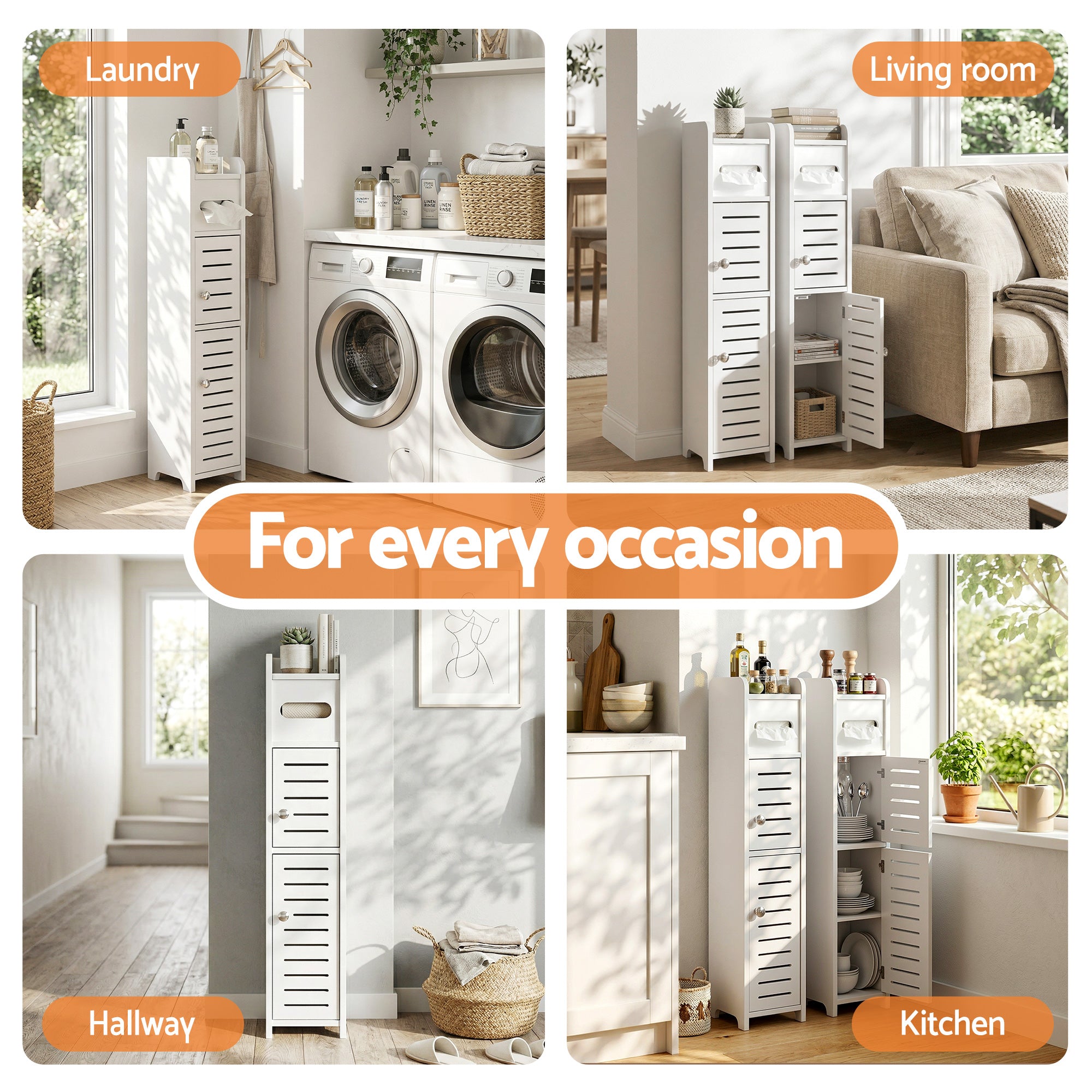 Artiss 2x Bathroom Storage Cabinet 3-Tier Toilet Paper Holder Organizer White-Furniture > Bathroom > Bathroom Cabinets, Cupboards & Storage-PEROZ Accessories