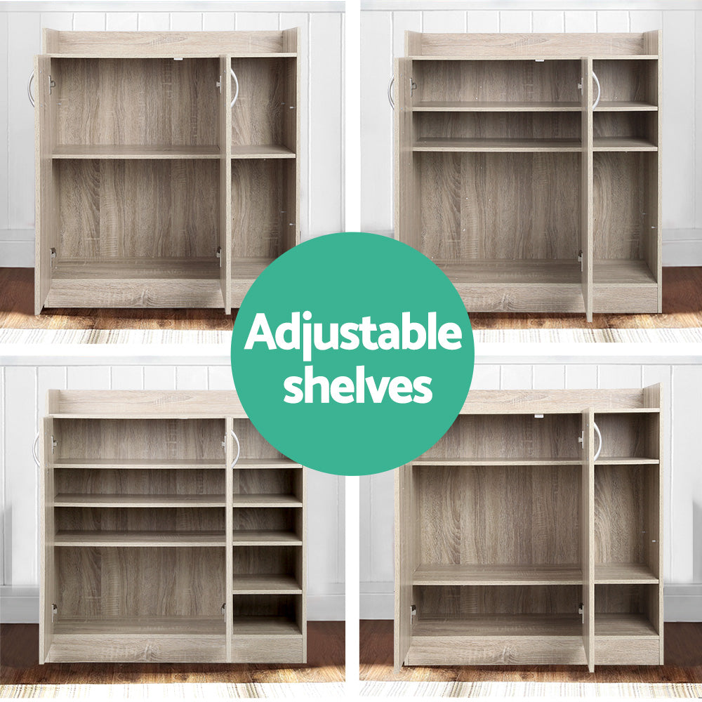 Artiss Shoe Rack Cabinet 21 Pairs Adjustable Shelves Pine Clair-Shoe Storage Cabinets-PEROZ Accessories