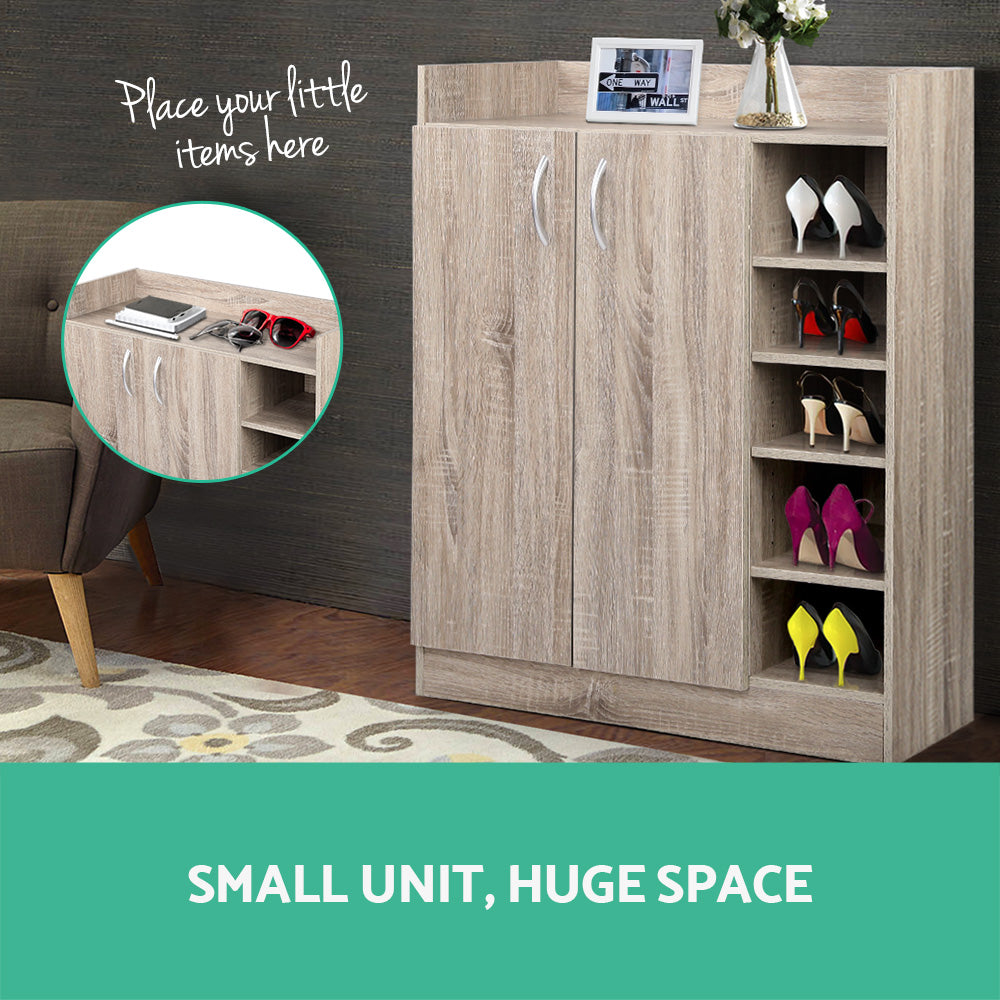 Artiss Shoe Rack Cabinet 21 Pairs Adjustable Shelves Pine Clair-Shoe Storage Cabinets-PEROZ Accessories